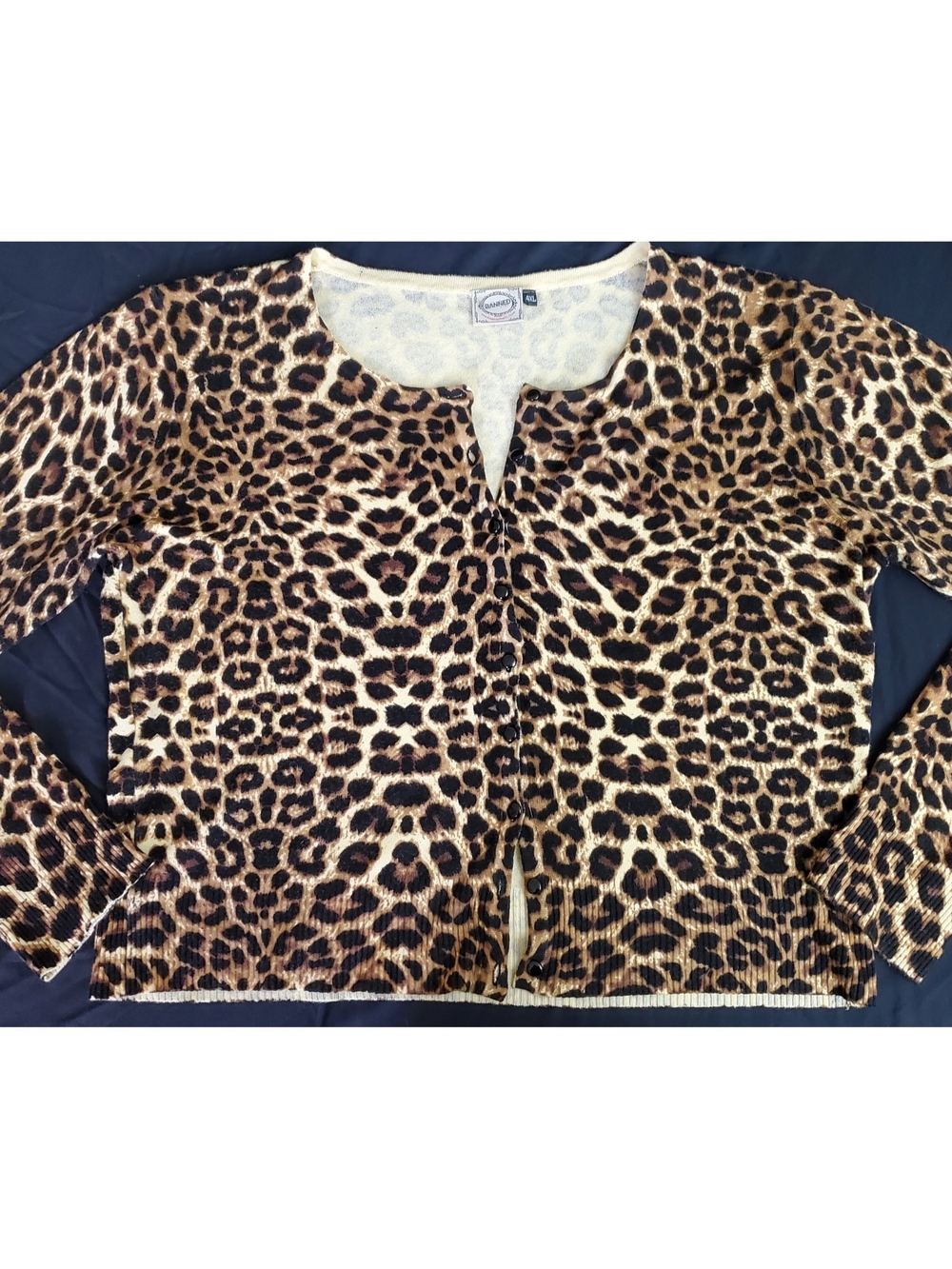Cute Leopard Print Cardigan Sweater Plus Size Women 3X-4X